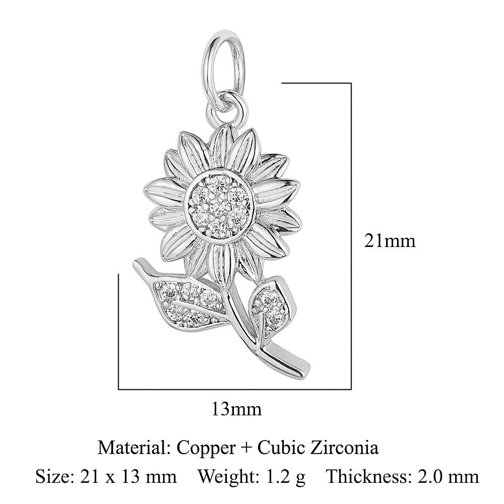 Sunflower Rose Clover Copper Zircon Pendant