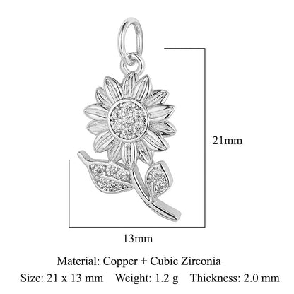 Sunflower Rose Clover Copper Zircon Pendant