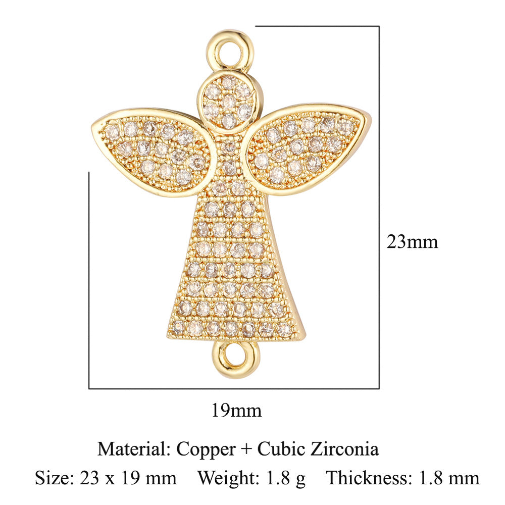 Eyes Angel Cross Copper Zircon Pendant