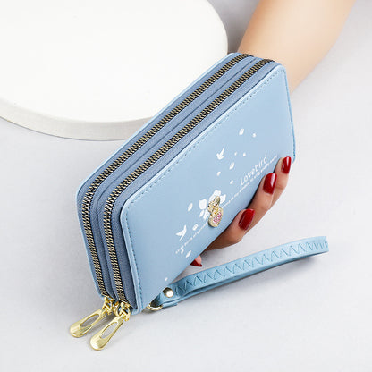 Love Printed Wrist Strap Clutch Bag Wallet