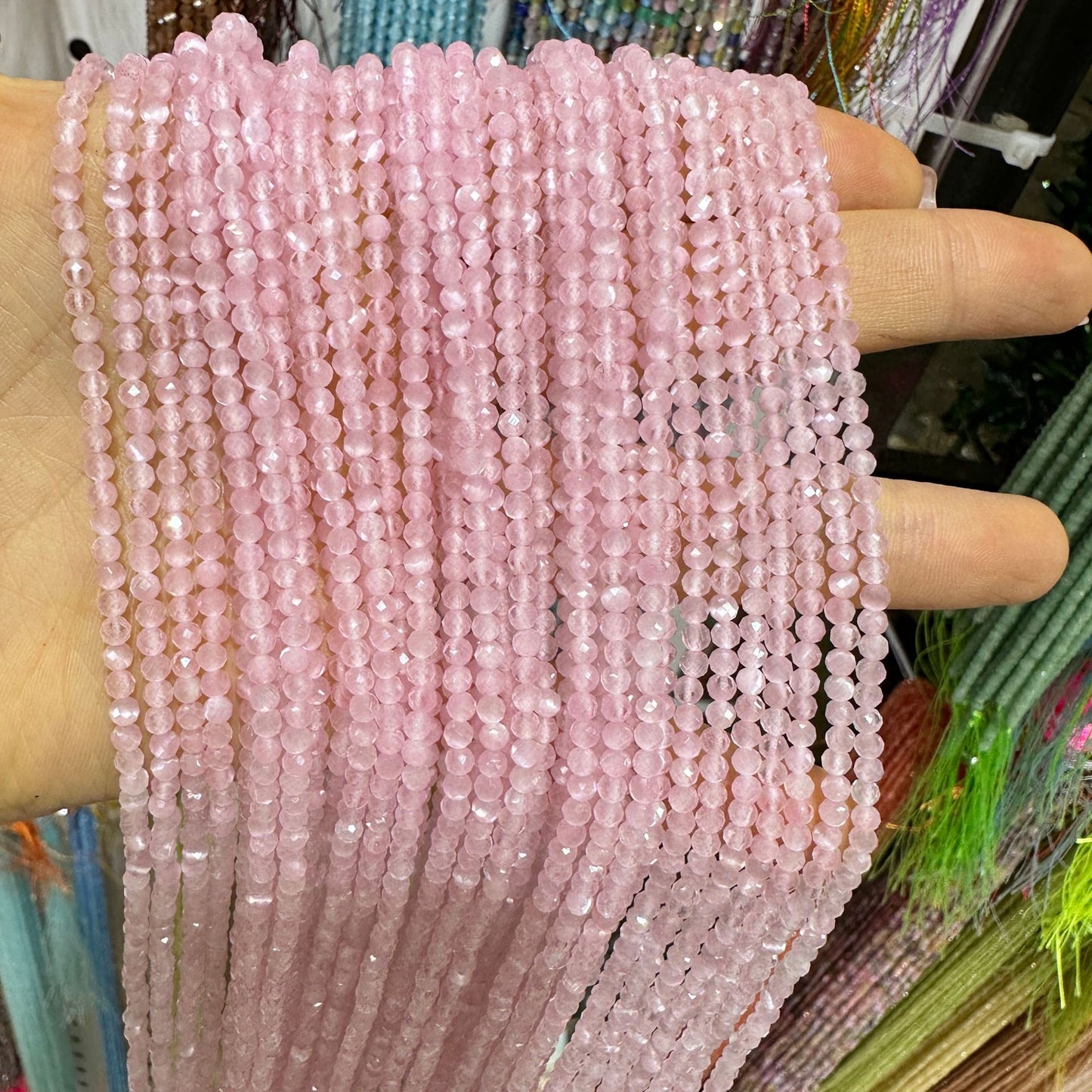 2-3mm natural faceted cat's eye beads