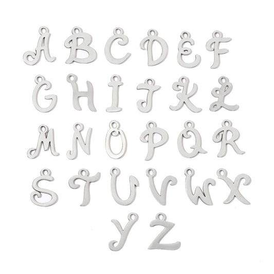 20 pcs/package steel color 26 English letters Titanium steel pendant