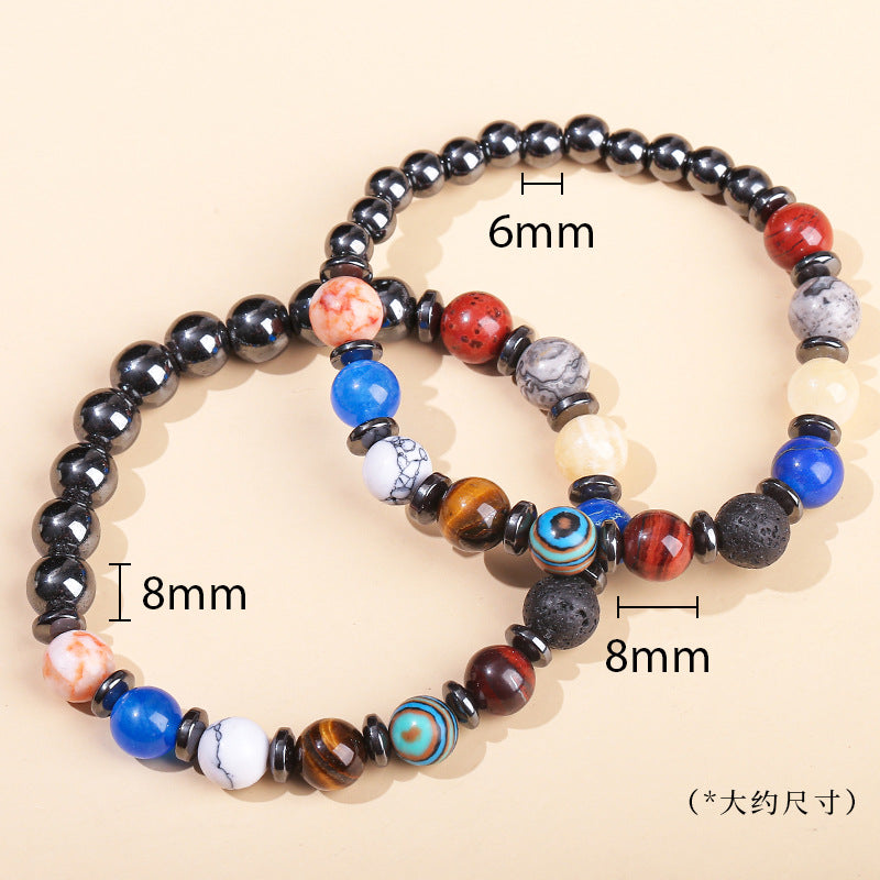 Natural black gallstone planetary bracelet