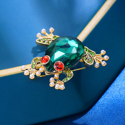 Emerald Crystal Frog Brooch