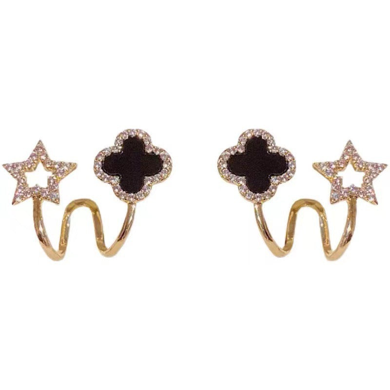 Four-leaf flower stud earrings