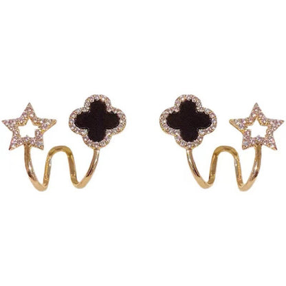 Four-leaf flower stud earrings