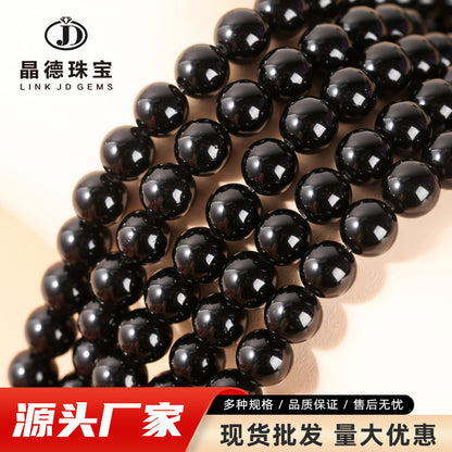 Natural black gold obsidian, round beads loose beads