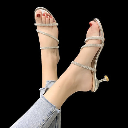 New pull-strip crystal sandals