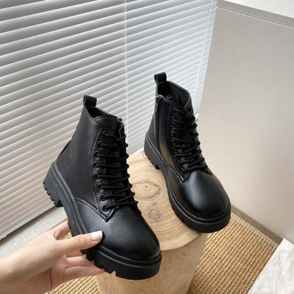 Black Front Lace-Up Martin Boots Women