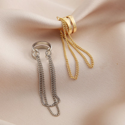 Double Metal Chain Tassel Earrings