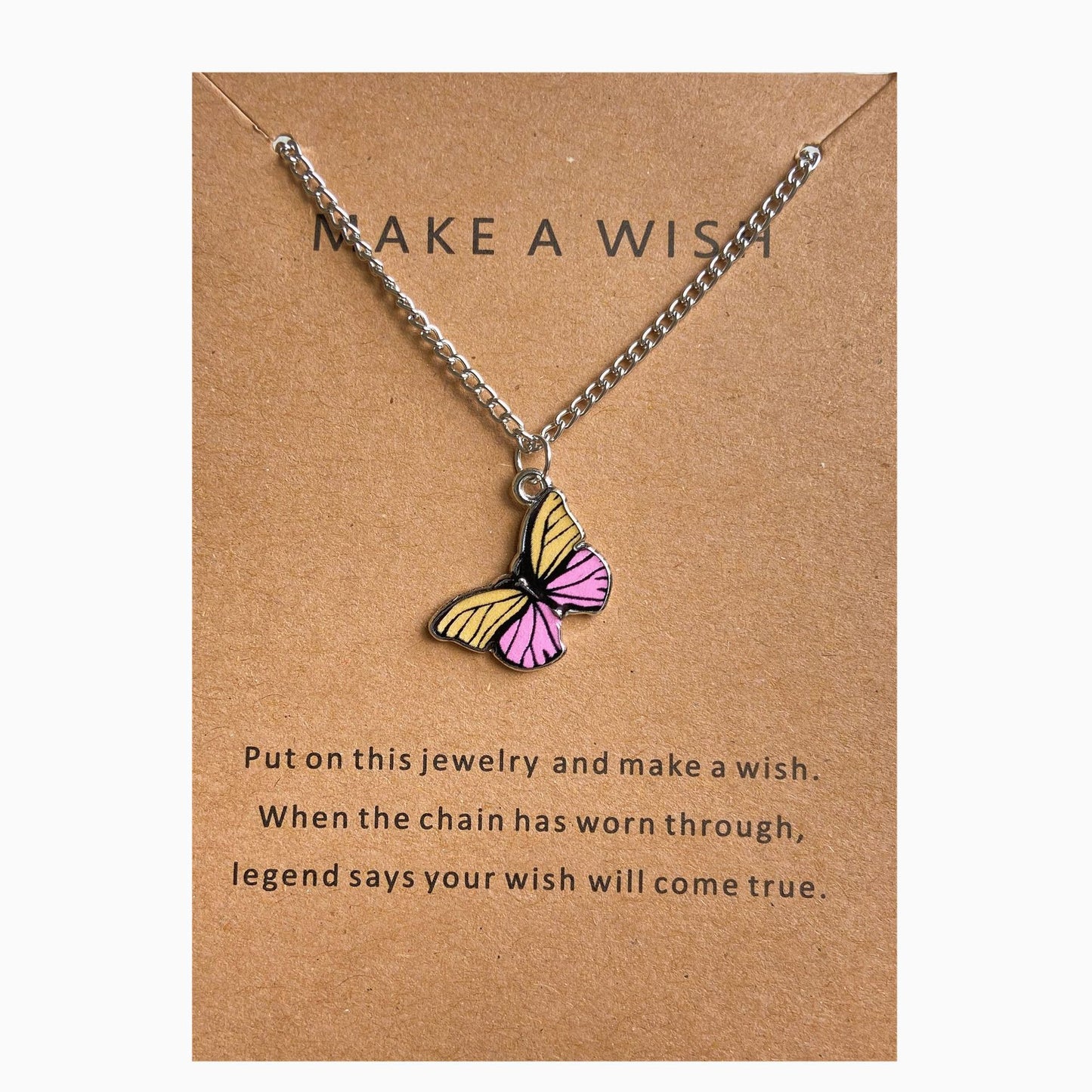 Letter Paper Card Butterfly Cat Alloy Necklace