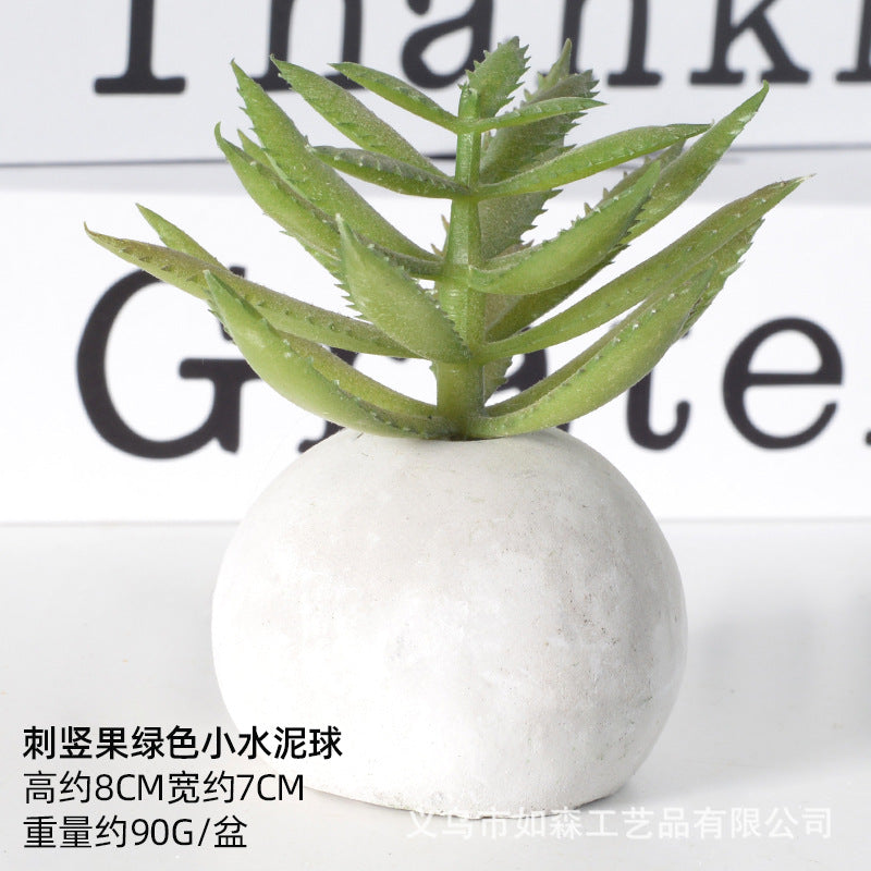 Simulation small cement ball succulent bonsai green plant potted