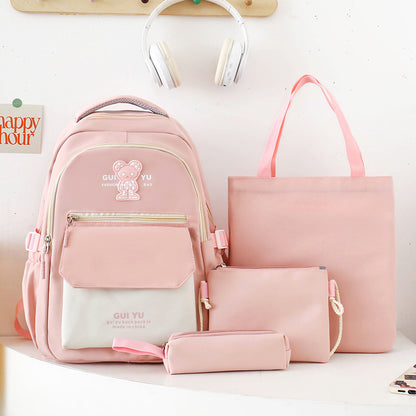 4-piece school bag preppy backpack