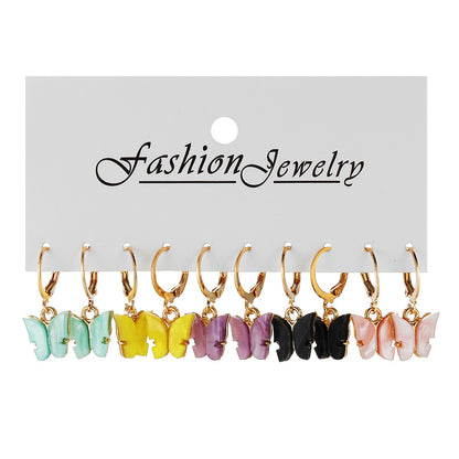 FASHION Acrylic butterfly earrings set 5 pairs