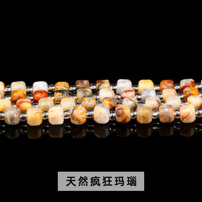 6/8Mm crystal agate jade cube loose beads