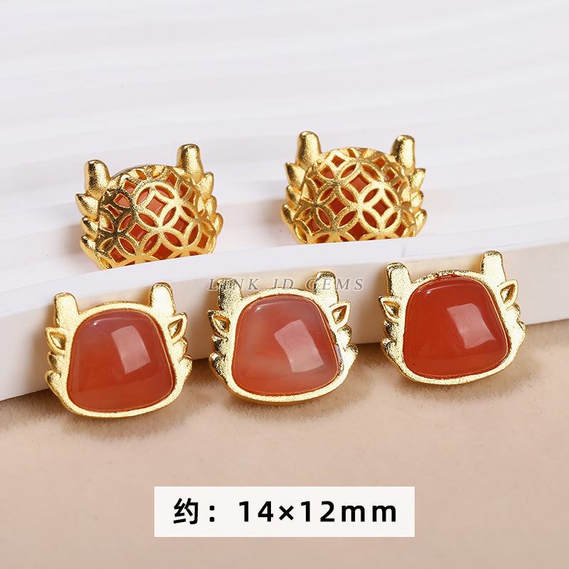 Scarlet Yanyuan agate safety buckle loose beads