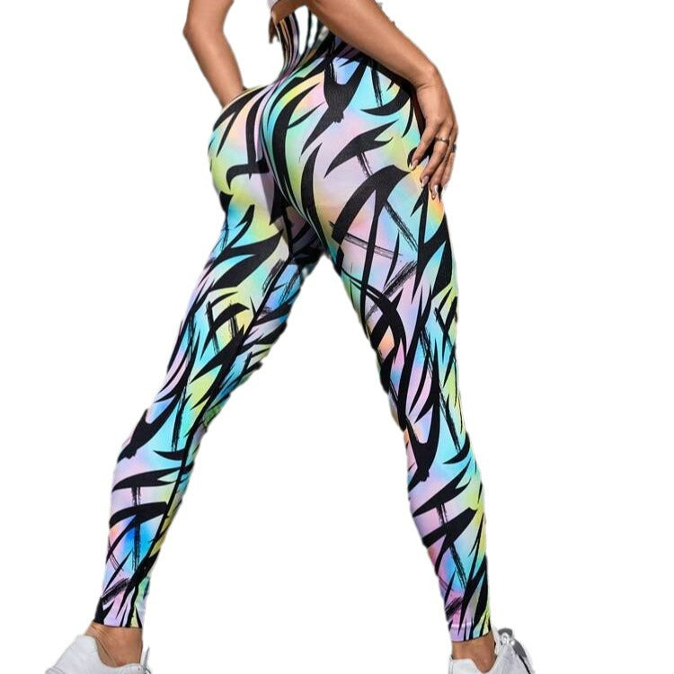 Pantalones de yoga sin costuras con efecto tie-dye 