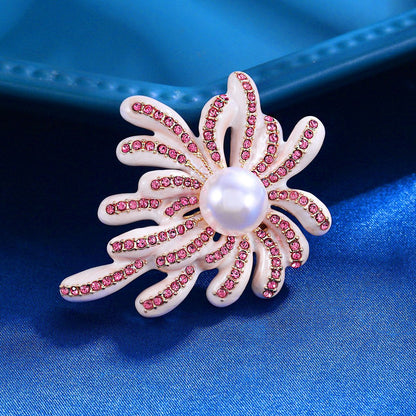 Coral brooch corsage