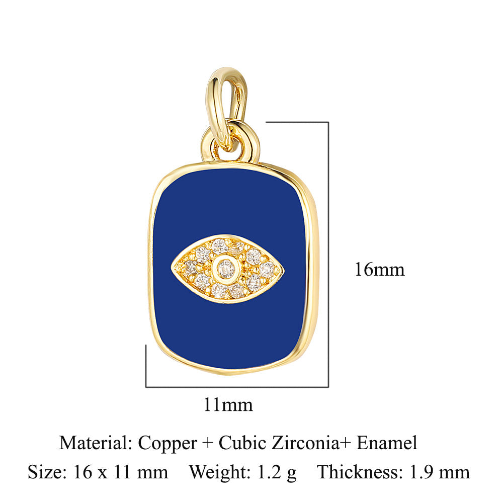 Dripping oil crown moon tag copper zircon pendant