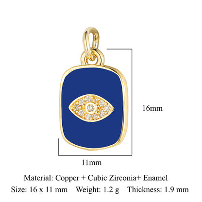 Dripping oil crown moon tag copper zircon pendant