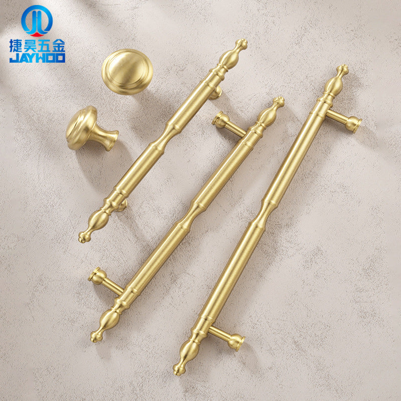 High-end wardrobe door brass handle