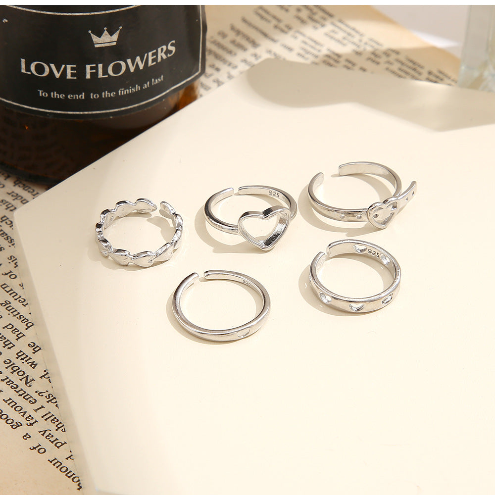 Open Heart Ring 5-piece Hollow