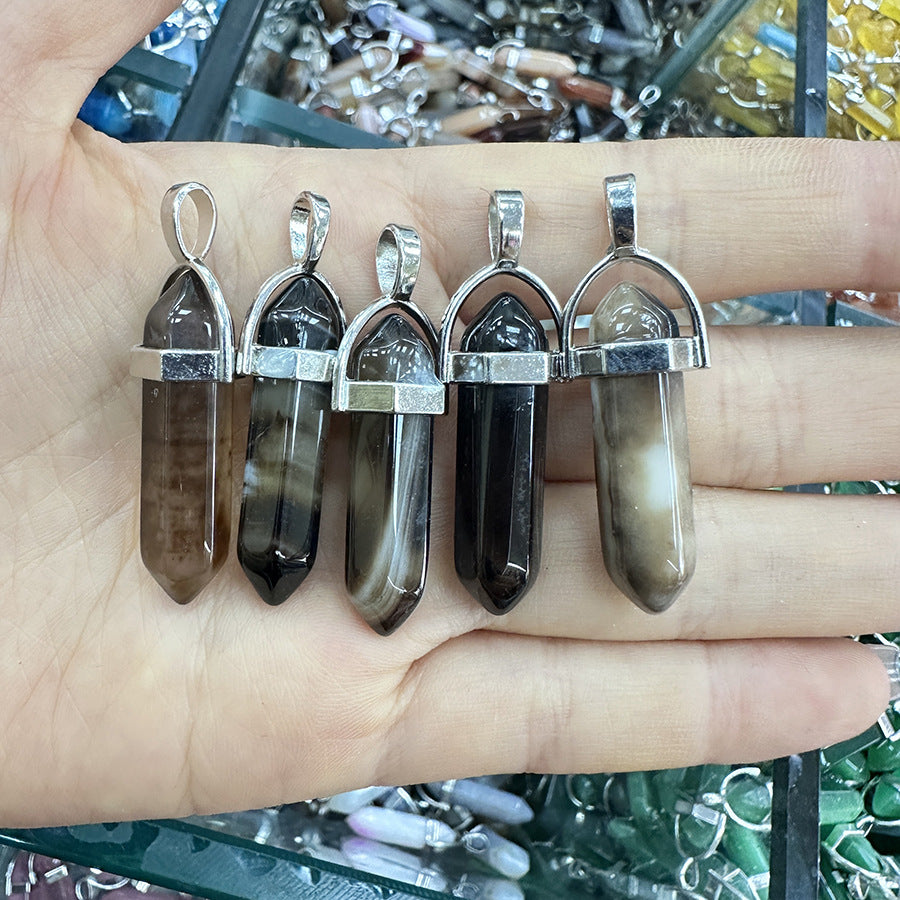 Natural Stone Hexagonal Column Hexagonal Cone Pendant