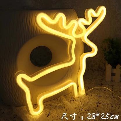 LED neon light arrangement small colored lights