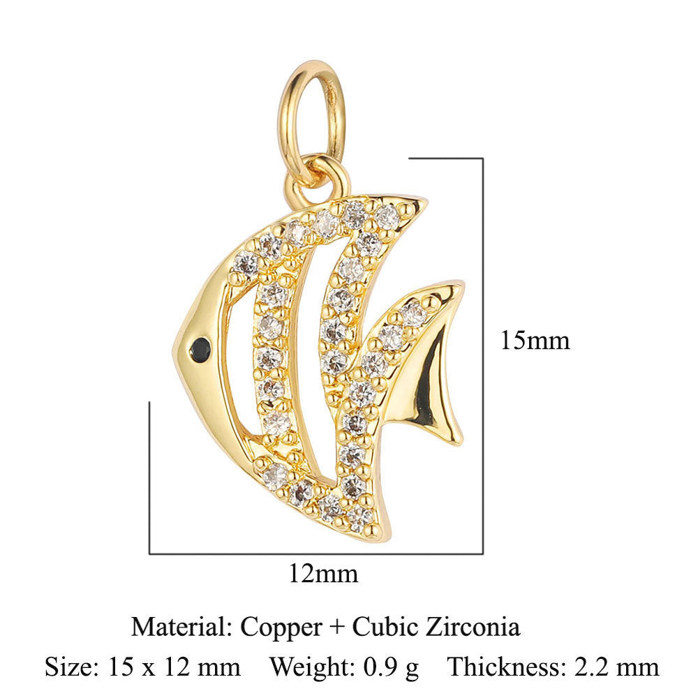 Copper zircon pendant butterfly dragonfly dolphin