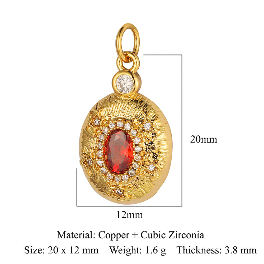 Peach heart key lock copper zircon pendant