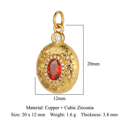 Peach heart key lock copper zircon pendant