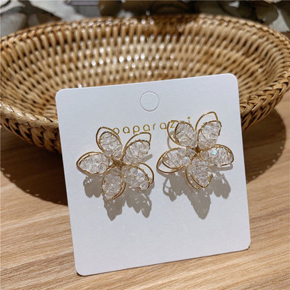 Three-dimensional flower earrings 925 silver needles