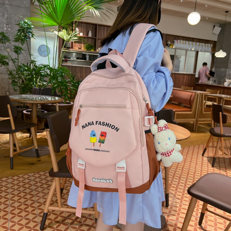 Cute contrast color fashion backpack with large capacity