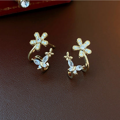 Temperament Butterfly Flower Earrings Premium Sense