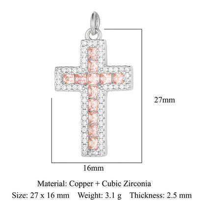 Cross jadeite copper zircon pendant.