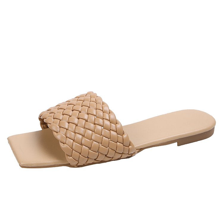 Woven square slippers