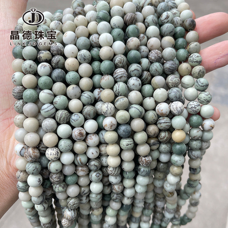 Natural green grass flower stone round beads loose beads