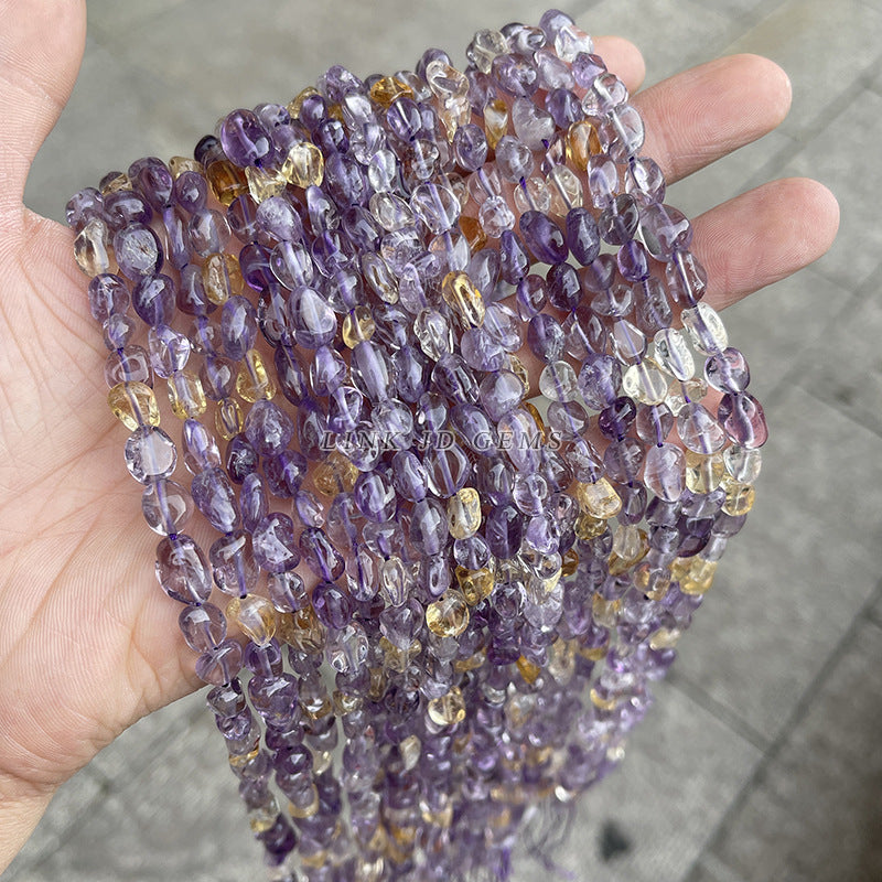 6-8Mm natural purplish yellow crystal beads loose beads