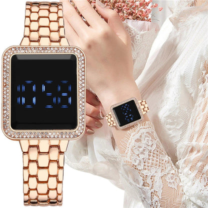 LED Rhinestone Women's Bracelet Watch