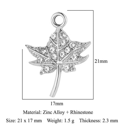 5pcs/pack Crown Maple Leaf Zinc Alloy Pendant