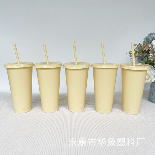 710Ml light yellow straw cup