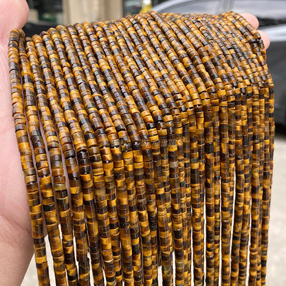 4 * 2 natural yellow tiger eye stone beads