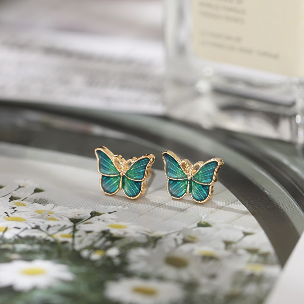 Dark green butterfly earrings