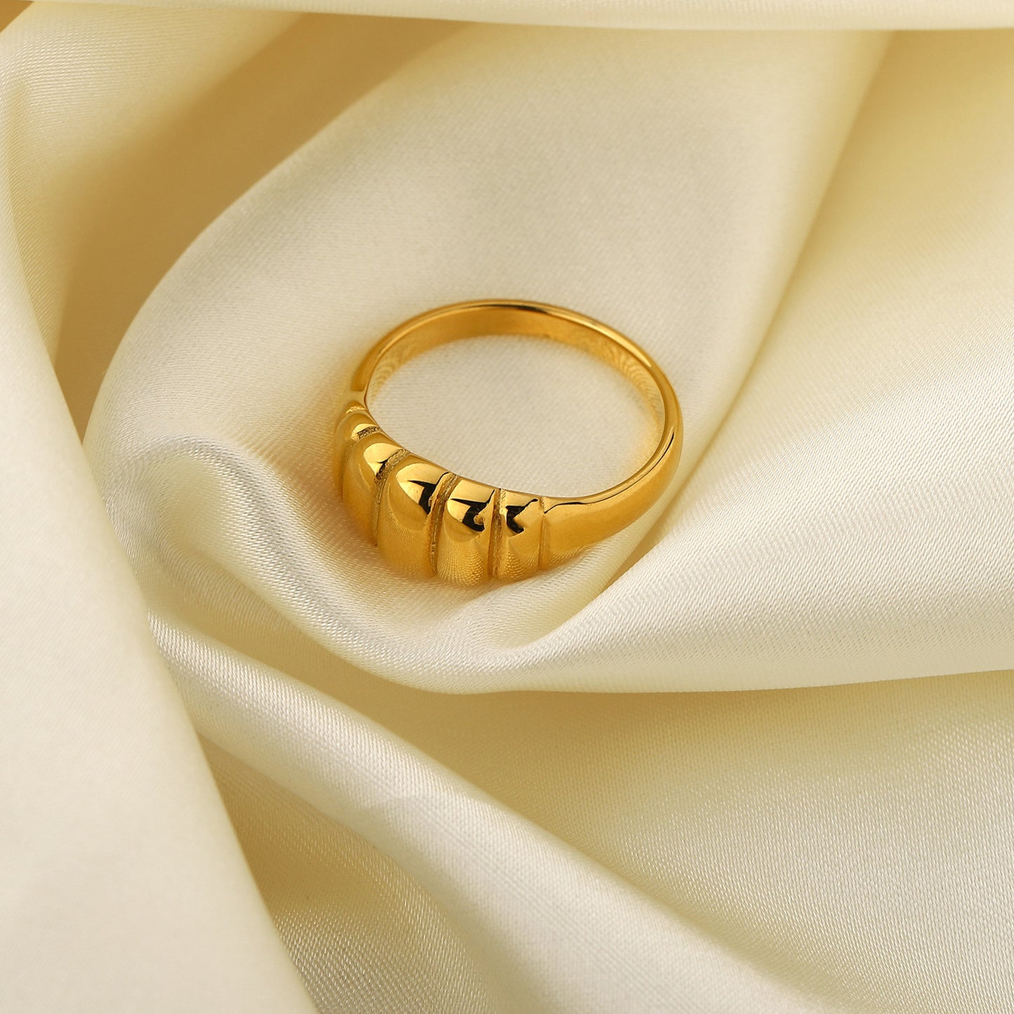 Croissant ring electroplated 18k gold