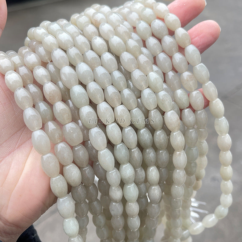 8 * 12Mm natural She Taicui jade rice beads bucket beads loose beads