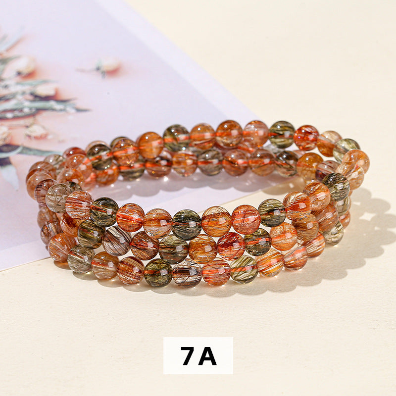 Natural ice transparent color hair crystal multi-ring bracelet