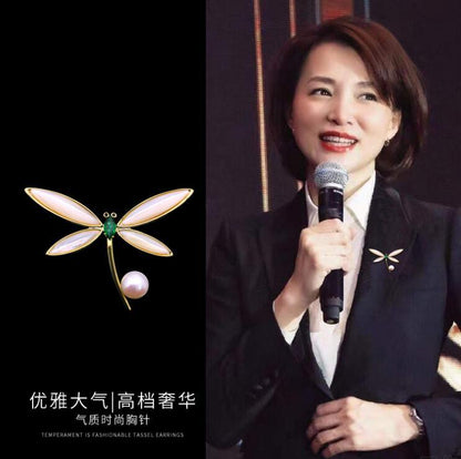 Dragonfly Pearl Brooch