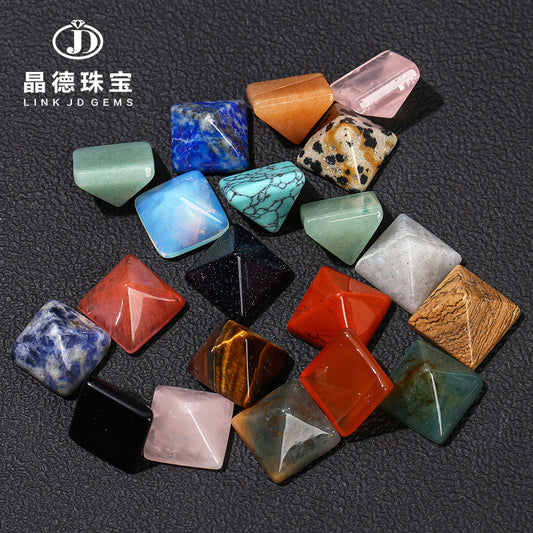 Natural stone crystal pyramid ring loose beads