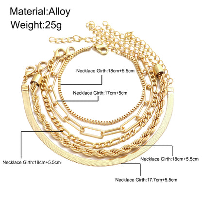 Multi-layer twisted chain box chain bracelet set of 5