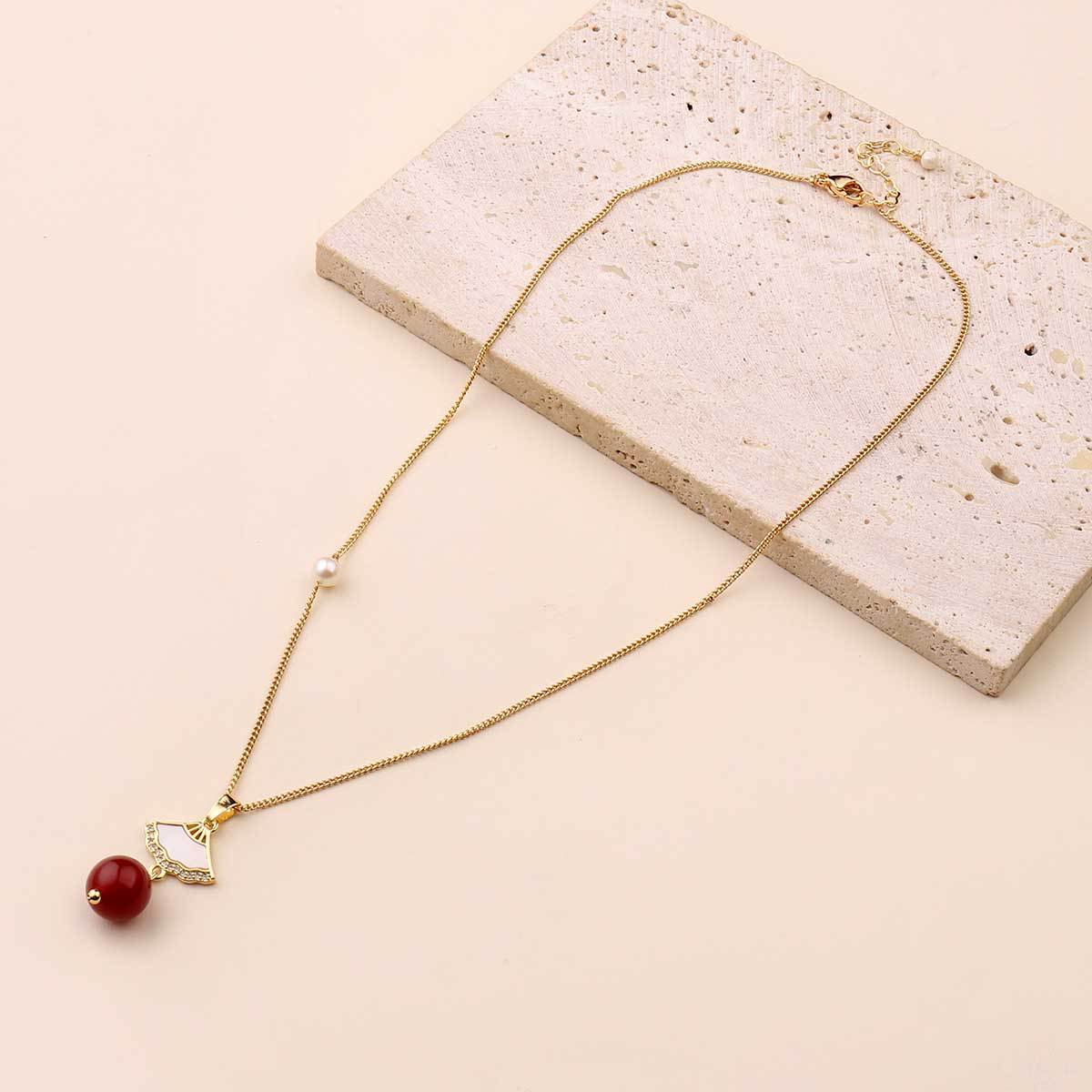 Natural freshwater pearl pendant necklace 18k real gold